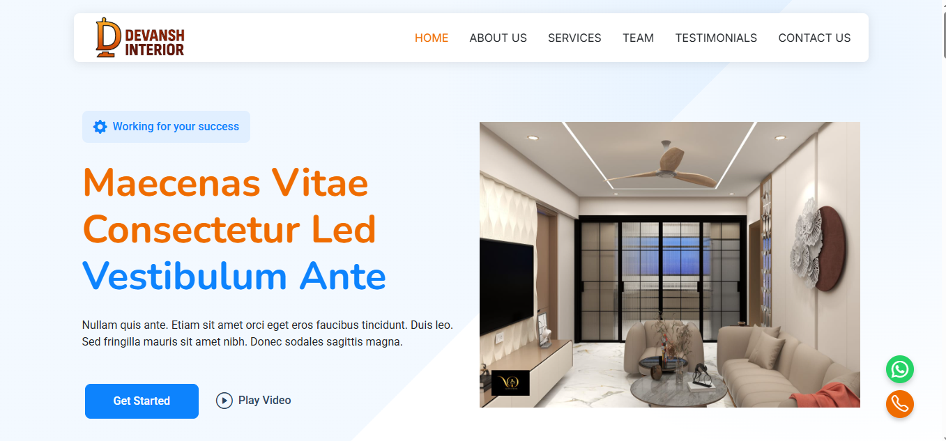 Dewansh Interior Design Website - Custom Web Development Project by Ankush Infotech